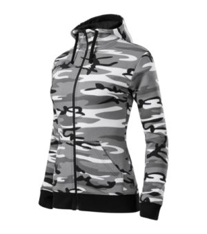 Bluza damska camouflage gray z haftem Camo Zipper - C20