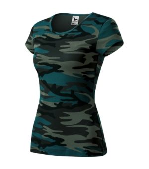 Koszulka damska camouflage petrol z nadrukiem Camo Pure - C22