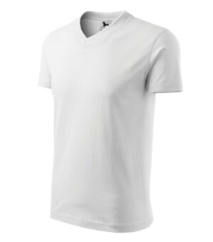 Koszulka unisex biała z haftem V-neck - 102