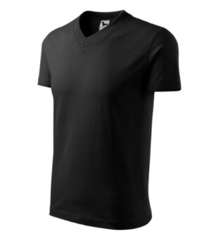 Koszulka unisex czarna z haftem V-neck - 102