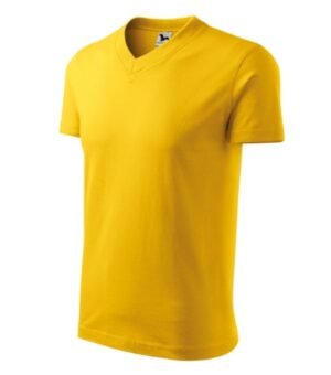 Koszulka unisex żółta z haftem V-neck - 102