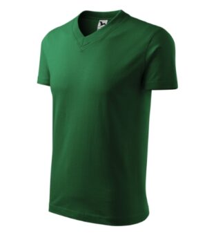 Koszulka unisex zieleń butelkowa z haftem V-neck - 102