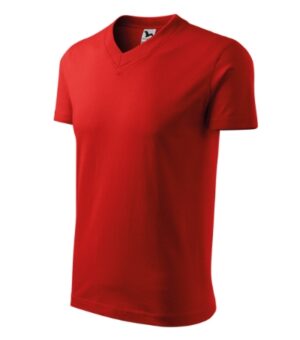 Koszulka unisex czerwona z haftem V-neck - 102