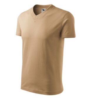 Koszulka unisex piaskowy z haftem V-neck - 102
