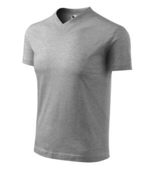 Koszulka unisex ciemnoszary melanż z haftem V-neck - 102