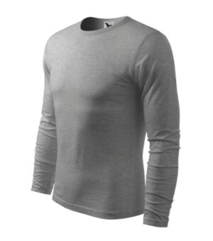 Koszulka męska ciemnoszary melanż z haftem Fit-T LS - 119