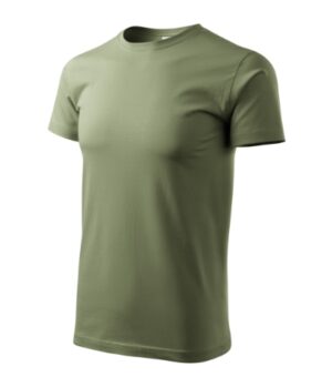 Koszulka męska khaki z haftem Basic - 129