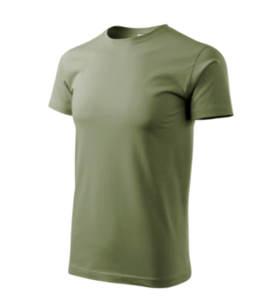 Koszulka męska jasny khaki z haftem Basic - 129