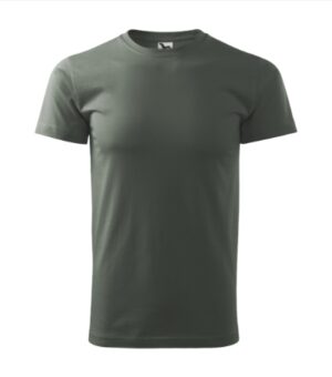 Koszulka męska ciemny khaki z haftem Basic - 129