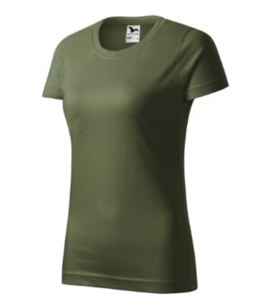 Koszulka damska khaki z nadrukiem Basic - 134