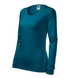 Koszulka damska petrol blue z haftem Slim - 139