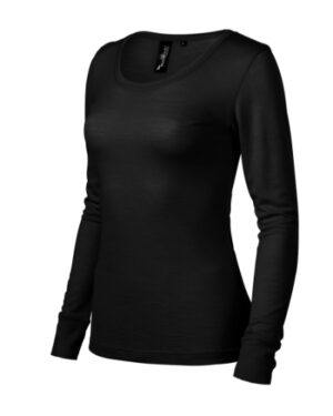 Koszulka damska czarna z haftem Merino Rise LS - 160