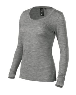Koszulka damska ciemnoszary melanż z haftem Merino Rise LS - 160