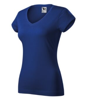 Koszulka damska chabrowy z haftem Fit V-neck - 162