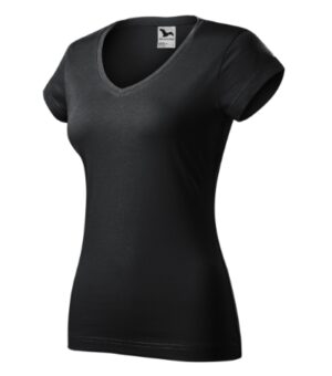 Koszulka damska ebony gray z haftem Fit V-neck - 162
