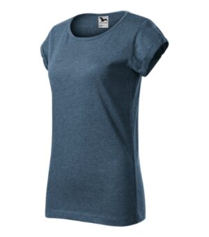 Koszulka damska ciemny denim melanż z haftem Fusion - 164