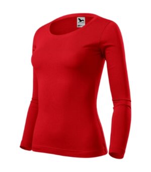Koszulka damska czerwona z haftem Fit-T LS - 169