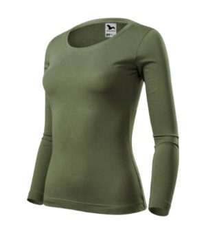 Koszulka damska khaki z haftem Fit-T LS - 169