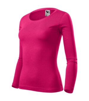Koszulka damska malinowy z haftem Fit-T LS - 169
