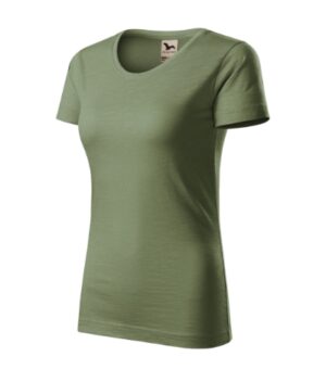 Koszulka damska khaki z nadrukiem Native (GOTS) - 174