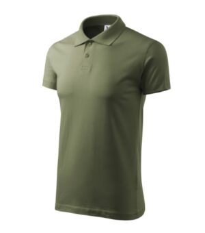 Koszulka polo męska khaki z haftem Single J. - 202