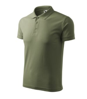 Koszulka polo męska khaki z haftem Pique Polo - 203