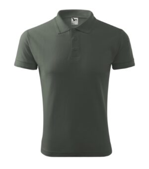 Koszulka polo męska ciemny khaki z haftem Pique Polo - 203