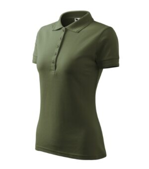 Koszulka polo damska khaki z haftem Pique Polo - 210
