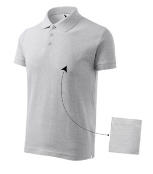 Koszulka polo męska jasnoszary melanż z haftem Cotton - 212