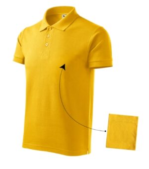 Koszulka polo męska żółta z haftem Cotton - 212