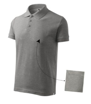Koszulka polo męska ciemnoszary melanż z haftem Cotton - 212