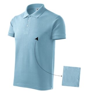 Koszulka polo męska błękitny z haftem Cotton - 212