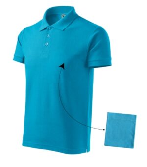Koszulka polo męska turkus z haftem Cotton - 212