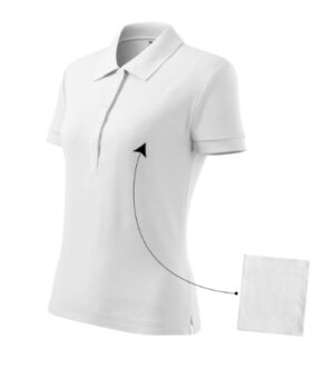 Koszulka polo damska biała z haftem Cotton - 213