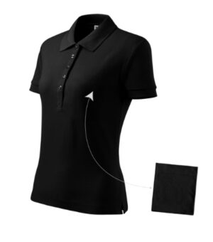Koszulka polo damska czarna z haftem Cotton - 213