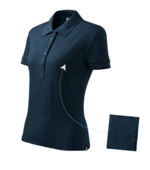 Koszulka polo damska granatowa z haftem Cotton - 213