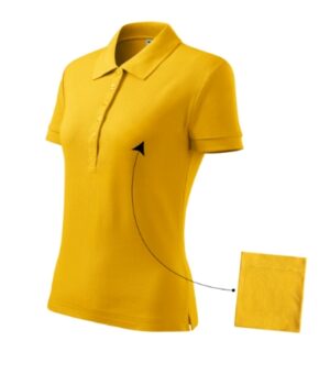 Koszulka polo damska żółta z haftem Cotton - 213