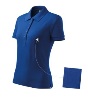 Koszulka polo damska chabrowy z haftem Cotton - 213