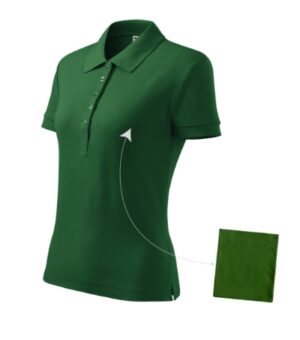 Koszulka polo damska zieleń butelkowa z haftem Cotton - 213