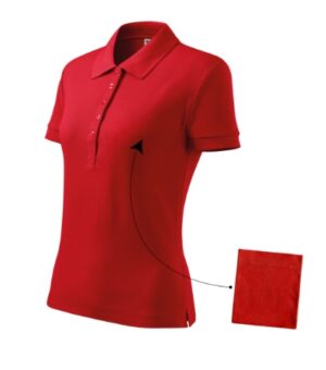 Koszulka polo damska czerwona z haftem Cotton - 213