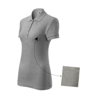 Koszulka polo damska ciemnoszary melanż z haftem Cotton - 213