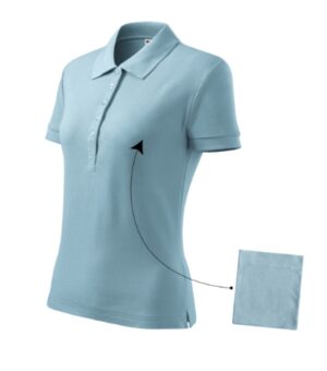 Koszulka polo damska błękitny z haftem Cotton - 213