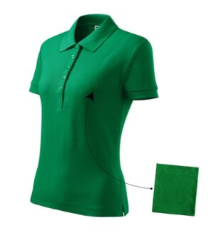 Koszulka polo damska zieleń trawy z haftem Cotton - 213