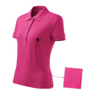 Koszulka polo damska czerwień purpurowa z haftem Cotton - 213