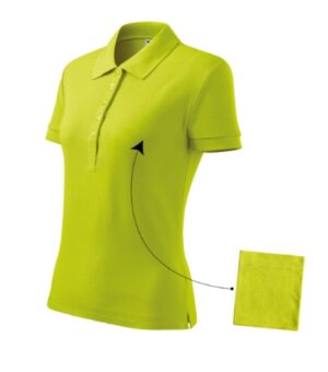 Koszulka polo damska limetka z haftem Cotton - 213