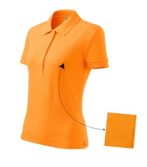 Koszulka polo damska mandarynkowy z haftem Cotton - 213
