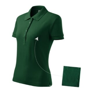 Koszulka polo damska dark green z haftem Cotton - 213