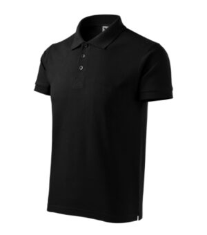 Koszulka polo męska czarna z haftem Cotton Heavy - 215