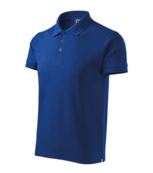 Koszulka polo męska chabrowy z haftem Cotton Heavy - 215