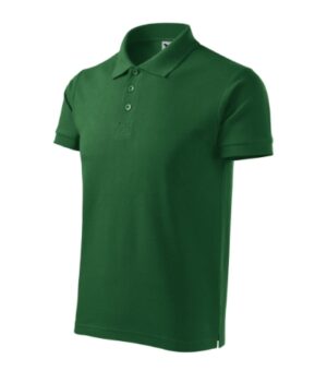 Koszulka polo męska zieleń butelkowa z haftem Cotton Heavy - 215